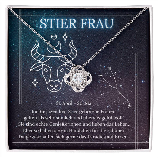 Stier Sternzeichen Liebesknoten-Halskette | Geschenk für Frauen (Tochter, Enkelin, Schwester, Freundin, Mutter) | Geschenk für Sie