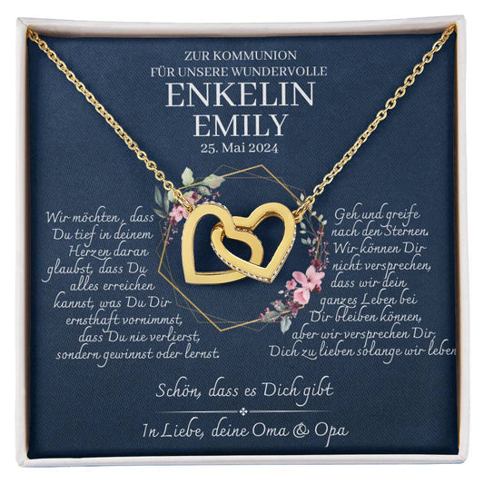 Enkelin Kommunion Geschenke - schöne Herz-Halskette | kleine Geschenke für Enkelin | Oma Enkelin Kette | Kette personalisiert | 18k