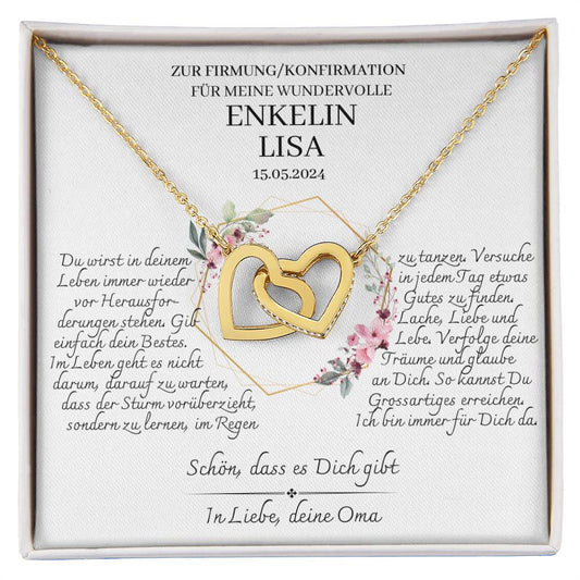 Enkelin Firmung, Konfirmation Geschenk - schöne Herz-Halskette | kleine Geschenke für Enkelin | Oma Enkelin Kette | Kette personalisiert | 18k