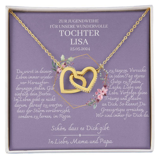 Tochter Geschenk Jugendweihe - schöne Herz-Halskette | kleine Geschenke für Tochter | Mutter Tochter Kette | Kette personalisiert | 18k