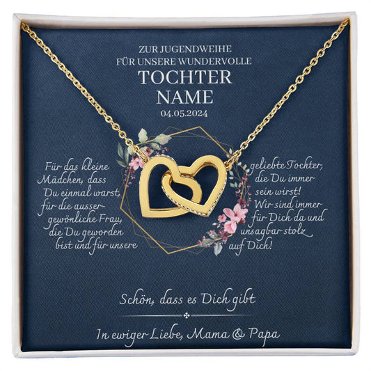 Tochter Geschenk Jugendweihe - schöne Herz-Halskette | kleine Geschenke für Tochter | Mutter Tochter Kette | Kette personalisiert | 18k