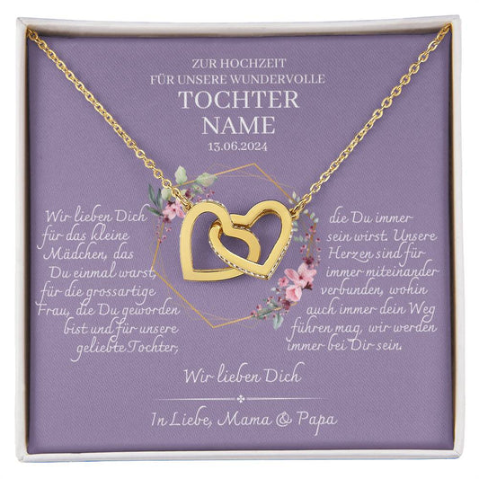 Tochter Geschenk - schöne Herz-Halskette | Hochzeitsgeschenk personalisiert | Mutter Tochter Kette | Kette personalisiert | 18k gold