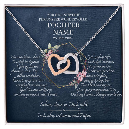 Tochter Geschenk Jugendweihe - schöne Herz-Halskette | kleine Geschenke für Tochter | Mutter Tochter Kette | Kette personalisiert | 18k
