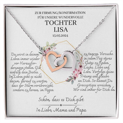 Tochter Firmung, Konfirmation Geschenk - schöne Herz-Halskette | kleine Geschenke für Tochter | Mutter Tochter Kette | Kette personalisiert | 18k