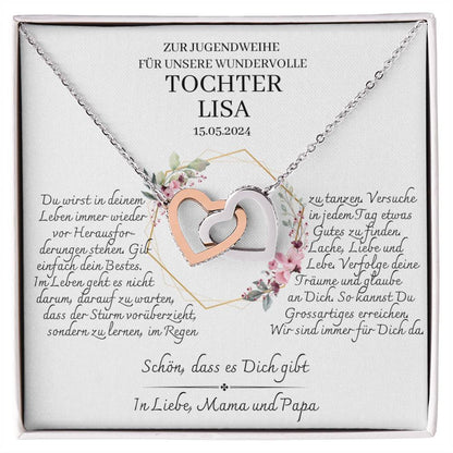 Tochter Geschenk Jugendweihe - schöne Herz-Halskette | kleine Geschenke für Tochter | Mutter Tochter Kette | Kette personalisiert | 18k gold