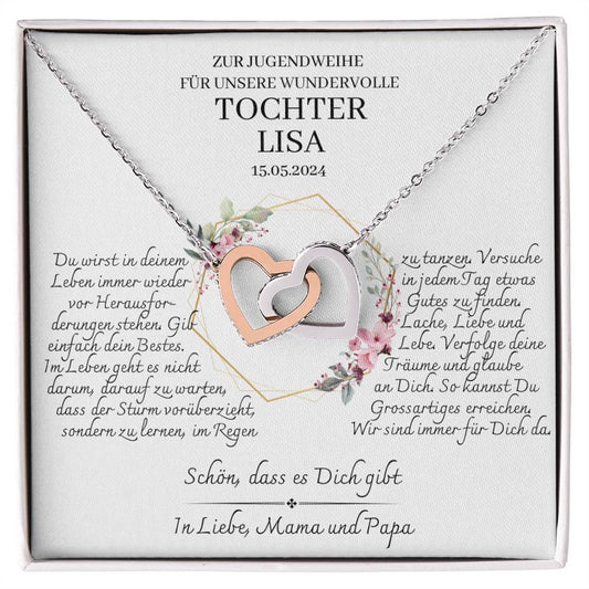Tochter Geschenk Jugendweihe - schöne Herz-Halskette | kleine Geschenke für Tochter | Mutter Tochter Kette | Kette personalisiert | 18k gold
