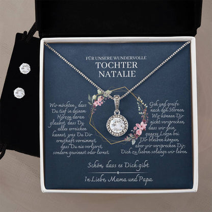 Tochter Geschenk - Einzigartiges Set mit Halskette & Ohrringen | kleine Geschenke für Tochter | Mutter Tochter Kette | Kette personalisiert