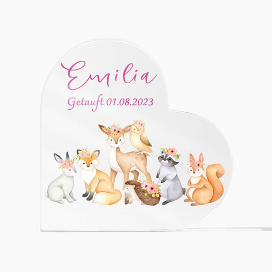 Babygeschenk Taufe | Herz Geschenk personalisiert | Personalisiertes Geschenk Mädchen | besonderes Geschenk zur Taufe