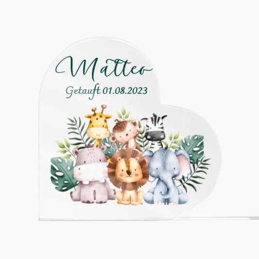 Babygeschenk Taufe | Herz Geschenk personalisiert | Personalisiertes Geschenk Junge | besonderes Geschenk zur Taufe