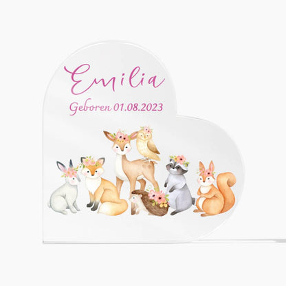 Babygeschenk Geburt | Herz Geschenk personalisiert | Personalisiertes Geschenk Mädchen | besonderes Geschenk zur Geburt