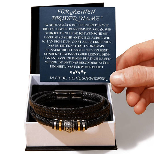 Bruder Geschenk | einzigartiges Armband mit veganem Leder | Weihnachtsgeschenke Bruder | Schwester Bruder | Personalisierte Geschenke