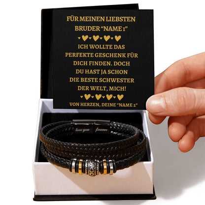 Bruder Geschenk | einzigartiges Armband mit veganem Leder | Weihnachtsgeschenke Bruder | Schwester Bruder Geschenk