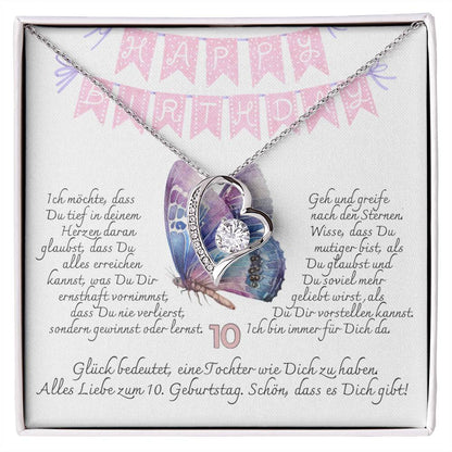 Tochter Geschenk zum 10. Geburtstag Herz-Halskette | kleine Geschenke für Tochter | Mutter Tochter Kette | 10. Geburtstag Tochter | 14k