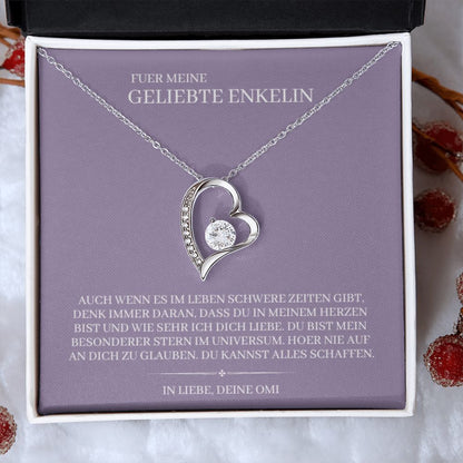 Enkelin Geschenk - schöne Herz-Halskette | kleine Geschenke für Enkelin | Oma Enkelin Kette | Kette personalisiert | 14k Kette gold