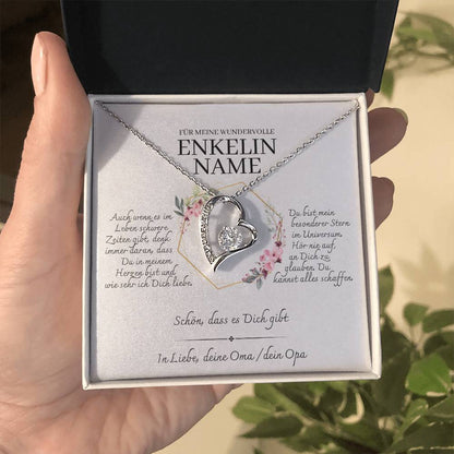 Enkelin Geschenk personalisiert - Herz-Halskette | kleine Geschenke für Enkelin | Oma Enkelin Kette | Kette personalisiert | 14k Kette gold