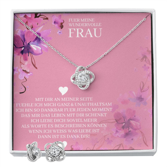 Frau Geschenk - Liebesknoten Ohrringe und Halskette Set | Geschenke für Frauen | Personalisierte Geschenke | Valentinstag Geschenk