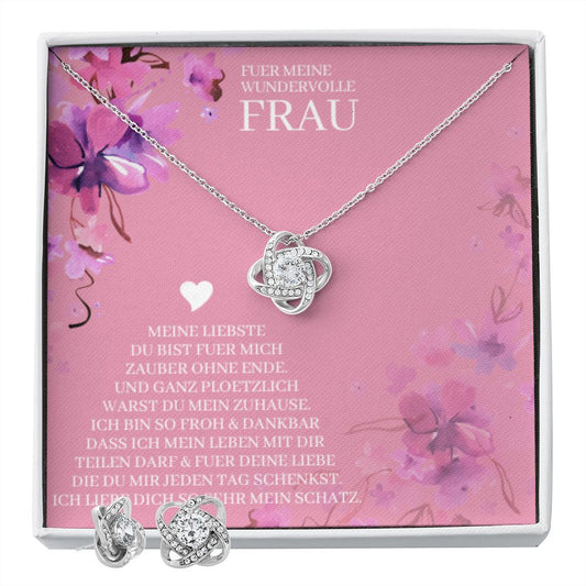 Frau Geschenk - Liebesknoten Ohrringe und Halskette Set | Geschenke für Frauen | Personalisierte Geschenke | Valentinstag Geschenk
