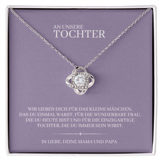 Tochter Geschenk - Liebesknoten Halskette | kleine Geschenke für Tochter | Mutter Tochter Kette | Kette personalisiert | 14k Kette gold