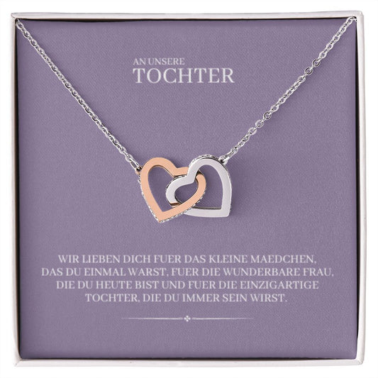 Tochter Geschenk - Ineinandergreifende Herzkette | kleine Geschenke für Tochter | Mutter Tochter Kette | Kette personalisiert | 14k gold