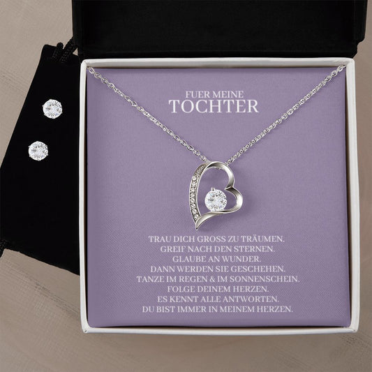 Tochter Geschenk - Einzigartiges Set mit Halskette & Ohrringen | kleine Geschenke für Tochter | Personalisierte Geschenke | Mutter Tochter Kette | 14k Kette Gold personalisiert | Geschenke für Frauen
