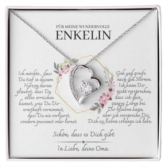 Enkelin Geschenk - schöne Herz-Halskette | kleine Geschenke für Enkelin | Oma Enkelin Kette | Kette personalisiert | 14k Kette gold