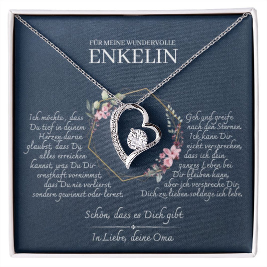 Enkelin Geschenk - schöne Herz-Halskette | kleine Geschenke für Enkelin | Oma Enkelin Kette | Kette personalisiert | 14k Kette gold