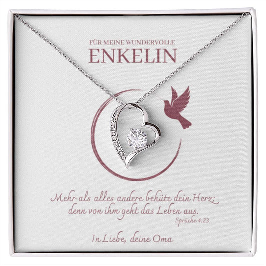 Enkelin Geschenk - schöne Herz-Halskette | kleine Geschenke für Enkelin | Oma Enkelin Kette | Kette personalisiert | 14k Kette gold