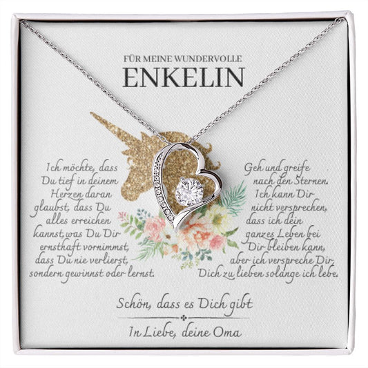 Enkelin Geschenk - schöne Herz-Halskette | kleine Geschenke für Enkelin | Oma Enkelin Kette | Kette personalisiert | 14k Kette gold
